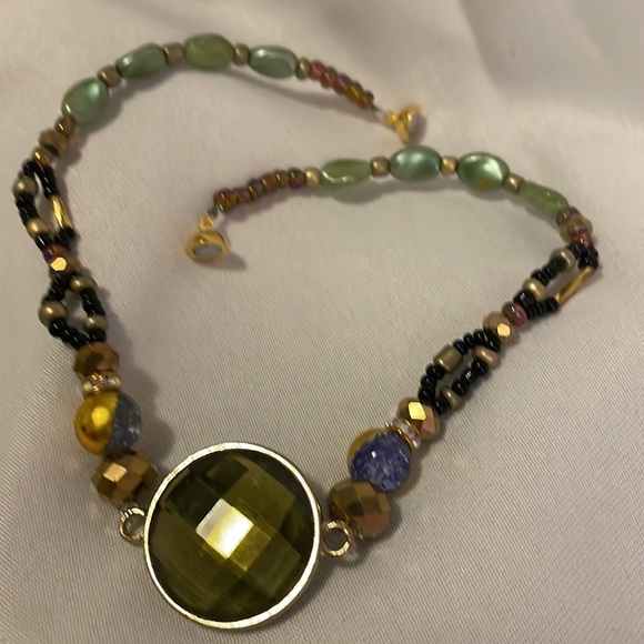 Handmade Jewelry Beaded Boho Glam Choker Necklace w Upcycled & New Beads - Picture 7 of 8